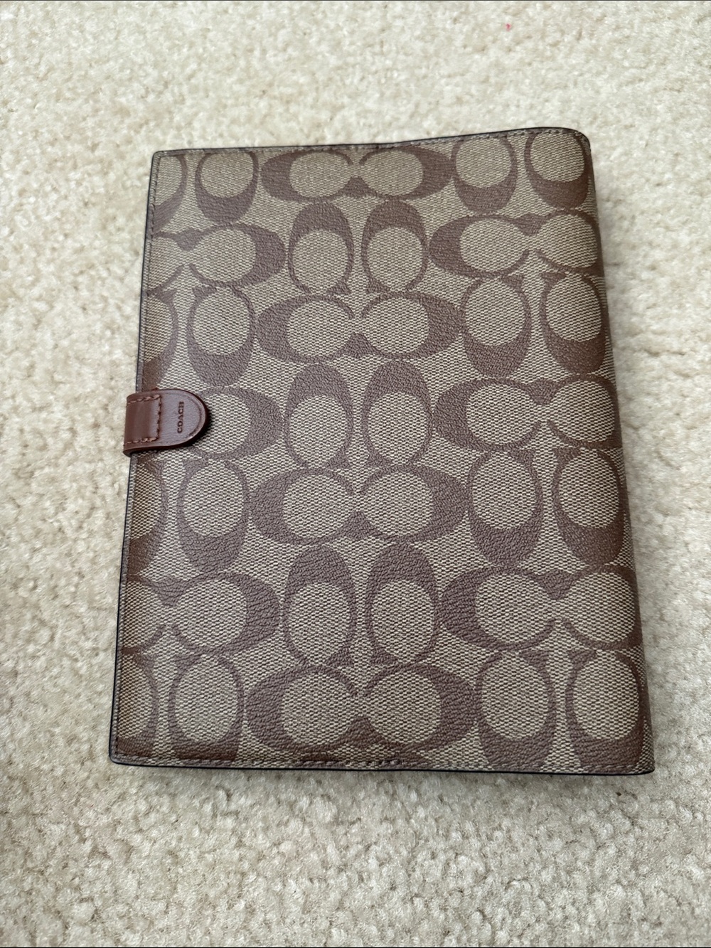 Coach Brown Signature Logo Notebook Cover with Snap - Picture 5 of 6